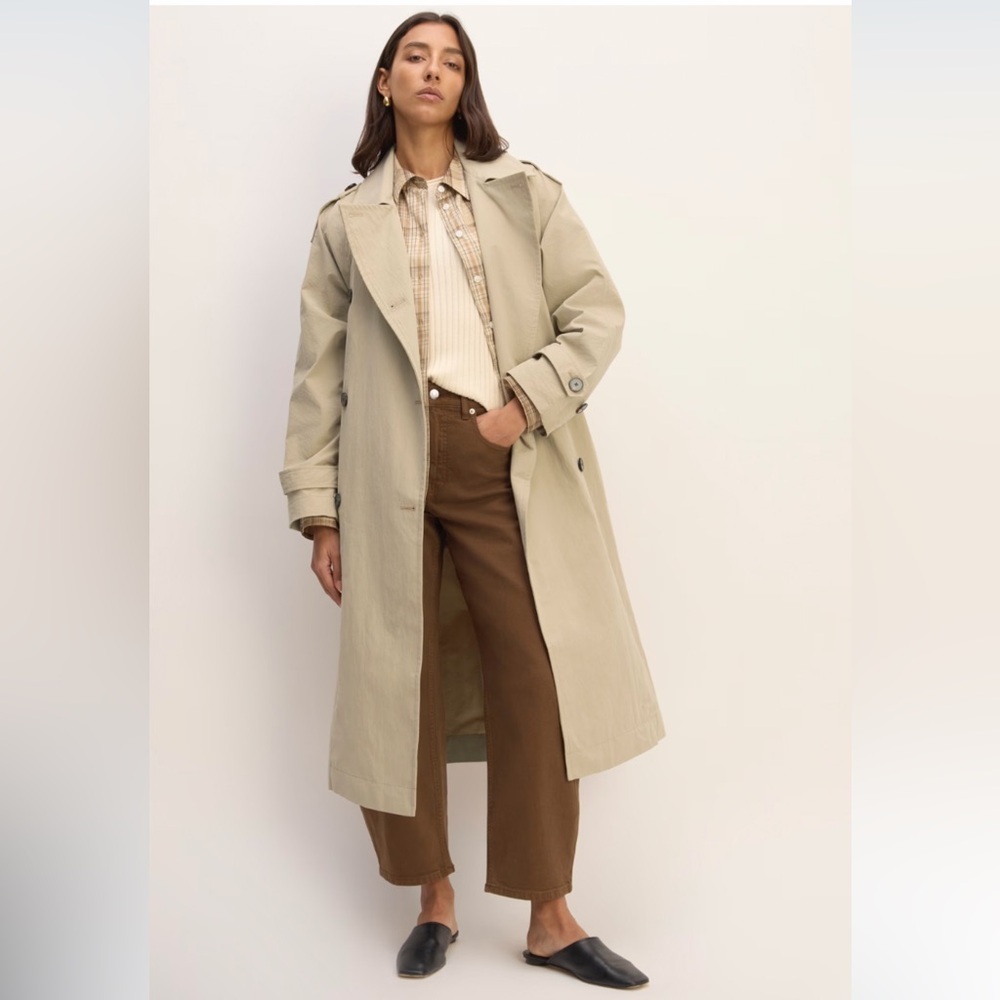EVERLANE The ReNew Long Trench Coat Size XS COLOR TRENCH COAT KHAKI